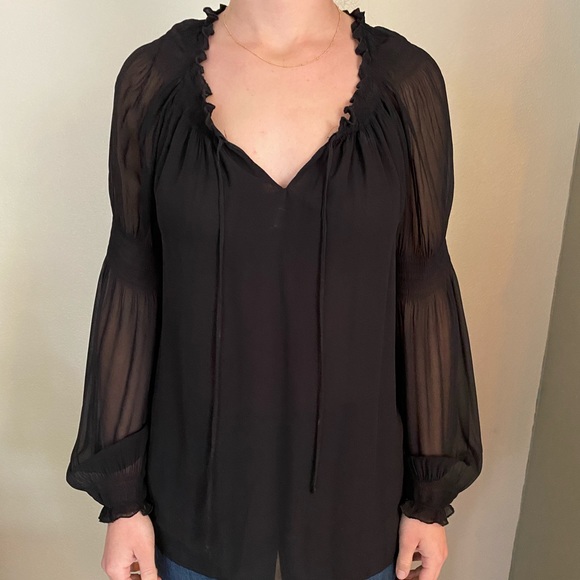 Nordstrom’s Black Chiffon Long Sleeve Blouse - Picture 2 of 5